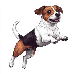 Playful dog jumping with joy in a vibrant cartoon style illustration