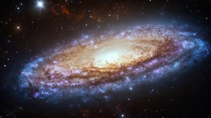 Fototapeta premium A Spiral Galaxy Amidst Distant Stars and Nebulae