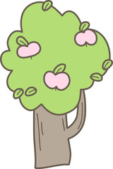 Doodle Apple Tree with Fruits