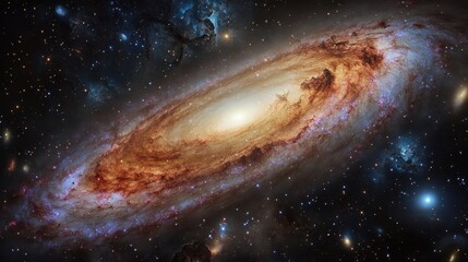 Fototapeta premium Majestic Spiral Galaxy Amidst Distant Stars and Nebulae