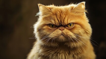 Fototapeta premium Grumpy ginger Persian cat portrait.