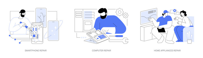 Electronics repair service isolated cartoon vector illustrations se