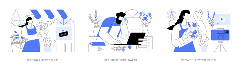 Florist business isolated cartoon vector illustrations se