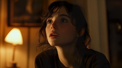 A Pensive Woman in Soft Light: A Portrait of Intrigue