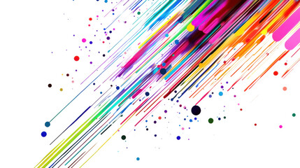 Colorful lines and dots technology transparent background