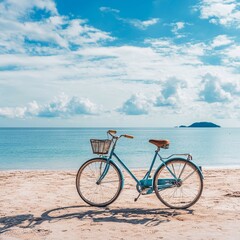 Fototapeta premium bicycle on the beach generated realistic