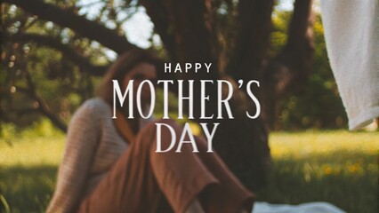 Celebrating happy mothers outdoor garden family portraits sunny day warm atmosphere