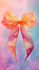Fototapeta premium Pastel Bow: Elegant Ribbon in Soft Pink and Orange Hues
