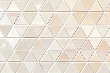 Geometric Arrangement of Triangular Ceramic Tiles in Beige and Off-White