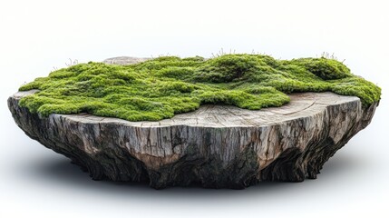 A moss-covered wooden slab resembling a natural landscape.