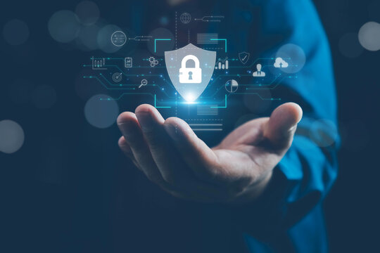 lock mark cybersecurity internet, protect attacks from a hacker. concept of password privacy on an online system, secure data from crime, virus cyber. cyber security technology digital information.