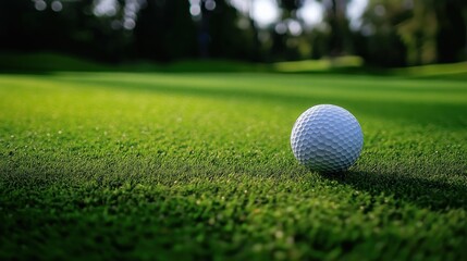 Obraz premium Close-Up Shot of a Golf Ball Resting on the Green Golf Terrain Ready for Play