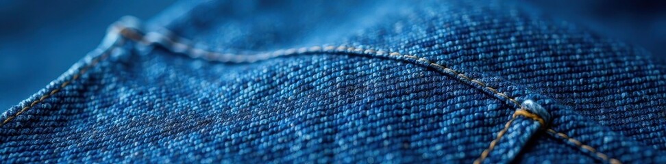 Close-up of indigo-dyed denim weave with subtle fading and imperfections, denim weave, faded indigo