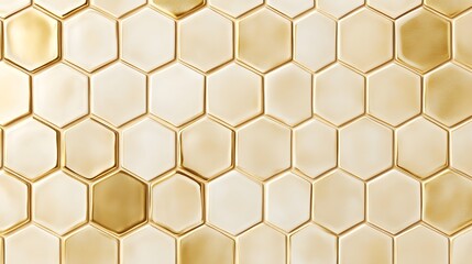 Hexagonal Tile Pattern in Beige and Gold