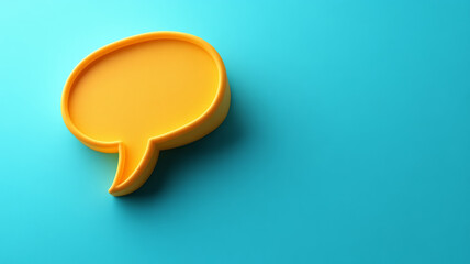 Yellow speech bubble on a blue background