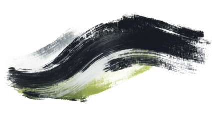 black and white  paint color brush stroke isolated on white background