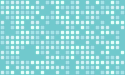 Abstract teal and white square mosaic pattern.  Perfect for website backgrounds, presentations, or modern design projects. Clean, minimalist style, offers versatility and visual appeal.