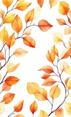 Beautiful autumn leaves, with yellow and orange colors on a white background. Viewed from the top, in high resolution and high quality, with sharp focus. No blur, depth of field, shadows, reflections,