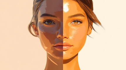 beige young womans background