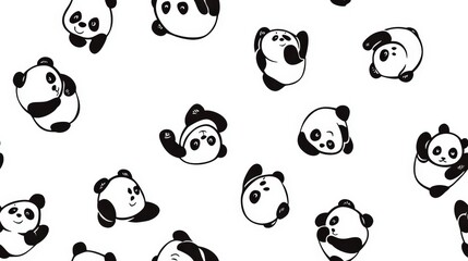 Abstract seamless  black and white cute animals pattern