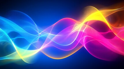 Naklejka premium Abstract Colorful Waves Flowing Dynamically Across Blue Background