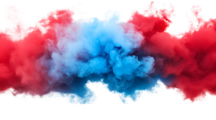 A blue and red smoke isolated on white background