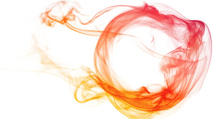 A curve smoke red and orangle fire colour in circle isolated on white background