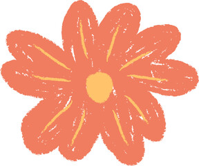 Flower Head Crayon Pencil Childish Art