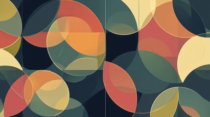 Abstract geometric pattern with overlapping circles in muted earth tones.