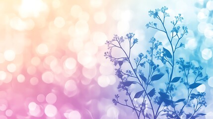 Pastel Bokeh Background Featuring Silhouetted Flowers