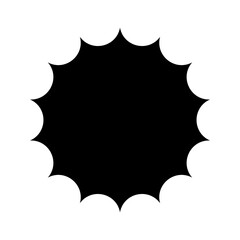 Sun icon. Sunlight, sunburst or sunrise pictogram. Sparkle, twinkle, starburst or bling sign. Flash, flare or glare, light or firework, explosion or radiance symbol. Vector graphic illustration.