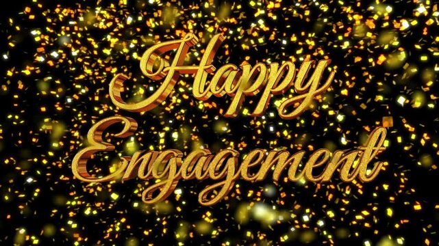 Happy Engagement font-A Cursive Gold Confetti Background 3D

