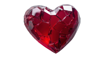 Broken glass heart transparent background