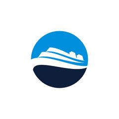 ship vector logo, graphic design, light blue and dark blue color