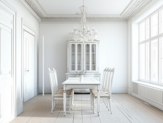Fototapeta premium White dining room interior, close up