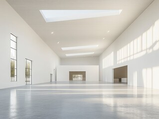 Obraz premium Minimalist Logistics Facility with Clean White Spaces for Efficient Operations and Modern Design