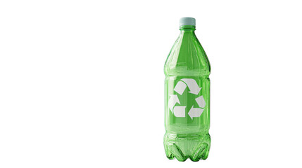 Plastic bottle with recycling symbol transparent background