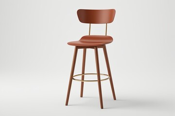 a close up of a stool with a wooden seat and a metal frame