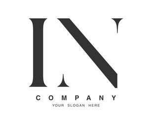 IN logo design. Initial letter i and n serif font style. Creative classic company name typography. Trendy logotype or identity.