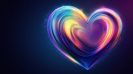 Vibrant Rainbow Heart Swirling Light Abstract Art