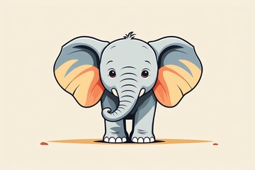 cartoon elephant with orange ears and ears standing in front of a white background