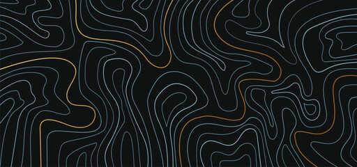 Abstract topographic contours on black background