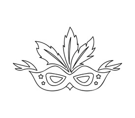 Feather mask line art for brazil carnival celebrations decoration