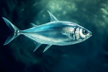 Fototapeta premium Silver Fish Swimming in the Blue