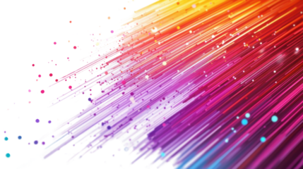 Colorful lines and dots technology transparent background