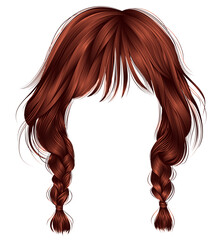 trendy women hairs red colour .two plaits . 
 fashion beauty style .
