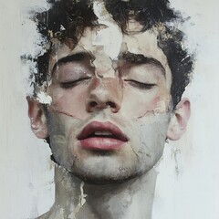 Fototapeta premium Fragile Man: A Study in Painted Emotion