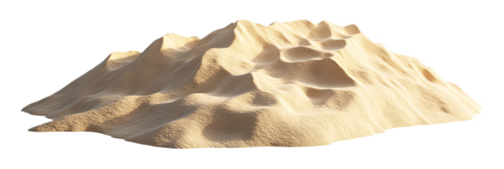 Windswept Sand Dune Ridge Isolated on White Background