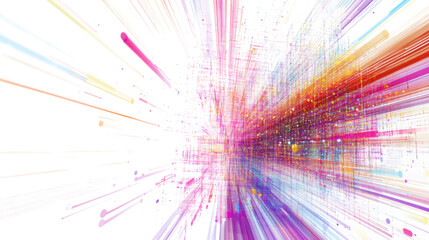 Colorful lines and dots technology transparent background