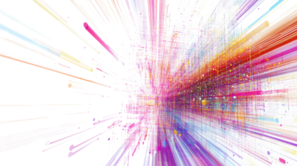 Colorful lines and dots technology transparent background